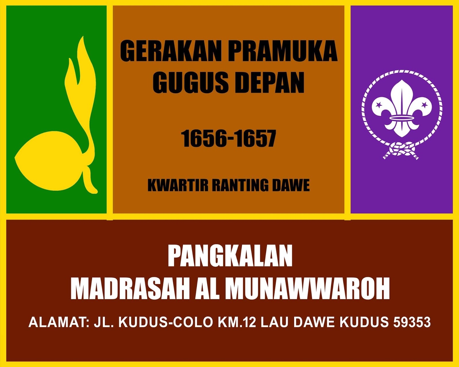 Desain Papan Nama dan Gugus Depan Sekolah MI MTS SMP MTs Almunawwaroh
