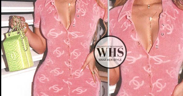 Kylie Jenner in pink logo mini dress on March 2