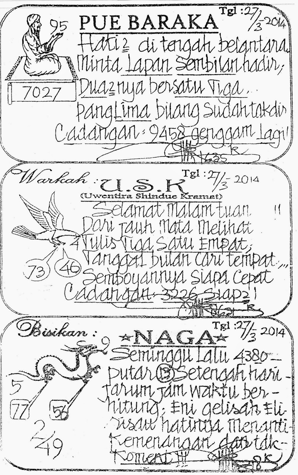 Prediksi dan syair singapura PREDIKSI DAN SYAIR SGP KAMIS TGL 27/03/2014