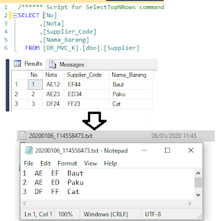 Buat File Txt Data Tabel SQLServer - AGUNG TUTORIAL