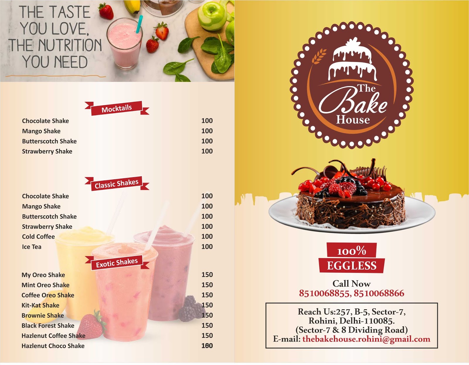 Menu "The Bake House" Gurpreet Kaur
