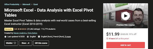 Capture Microsoft Excel - Data Analysis with Excel Pivot Tables