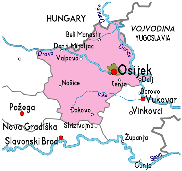 karta slavonski brod i okolica Osijek Karta Regionalni Grad Pokrajine | Karta Hrvatska Regija  karta slavonski brod i okolica