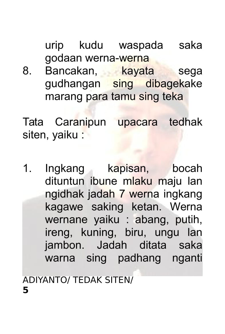 SEKAR ADI WIRAMA ACARA TEDAK SITEN