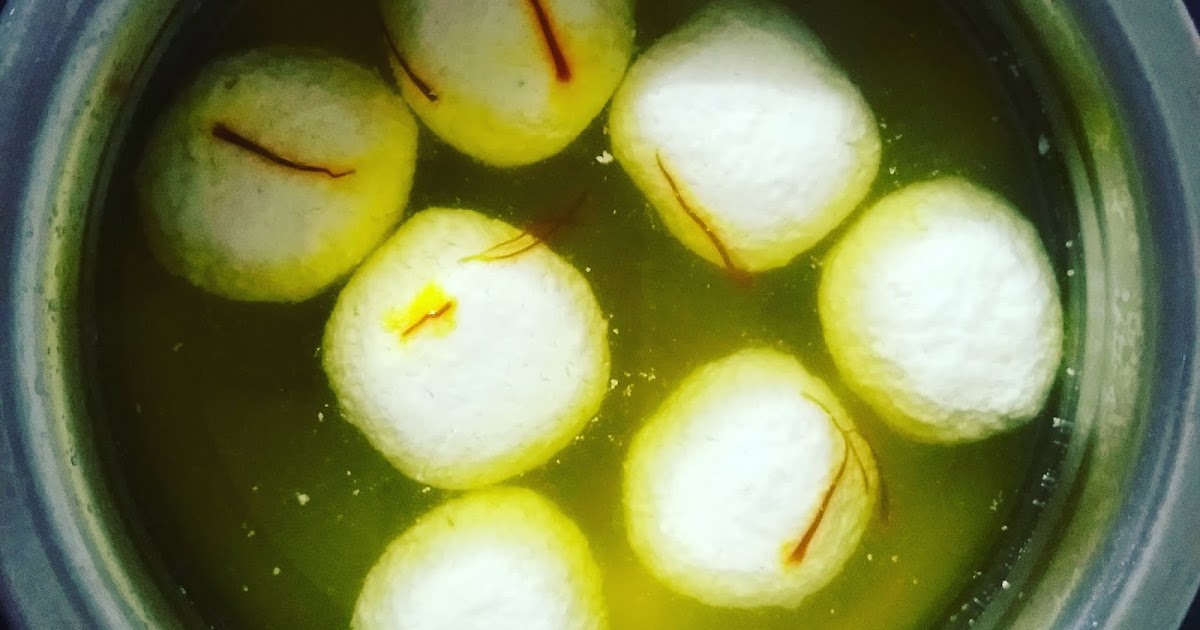 Bengali delicacy: Rasgullahs with a pint of Saffron.