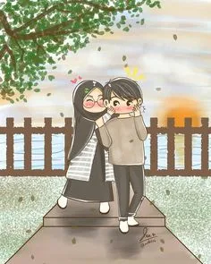 Cute Muslim Couple Cartoon Images