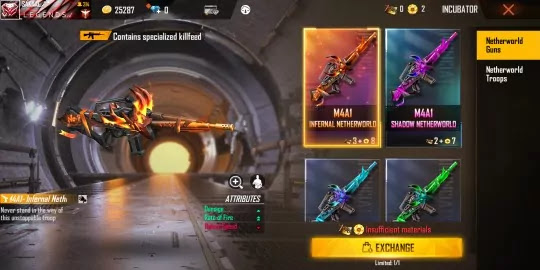 How do we get a new Netherworld M4A1 incubator in Free Fire for free