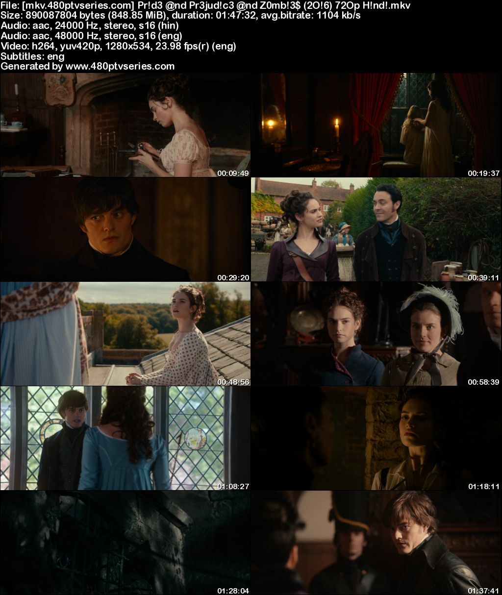 Watch Online Free Pride and Prejudice and Zombies (2016) Full Hindi Dual Audio Movie Download 480p 720p Bluray
