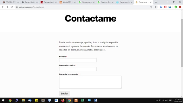 Formulario de contacto terminado en WordPress