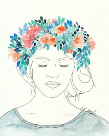 Watercolor Flower Girl Paintings Series by Elise Engh