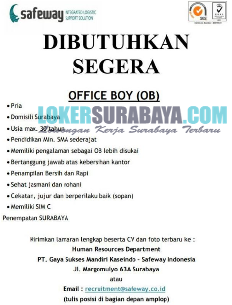 Lowongan Kerja Surabaya di PT. Gaya Sukses Mandiri ...