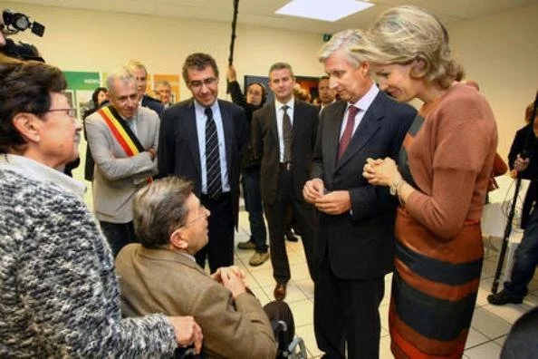 Princess Mathilde and Crown Prince Philippe visit the company Cafe Liegeois