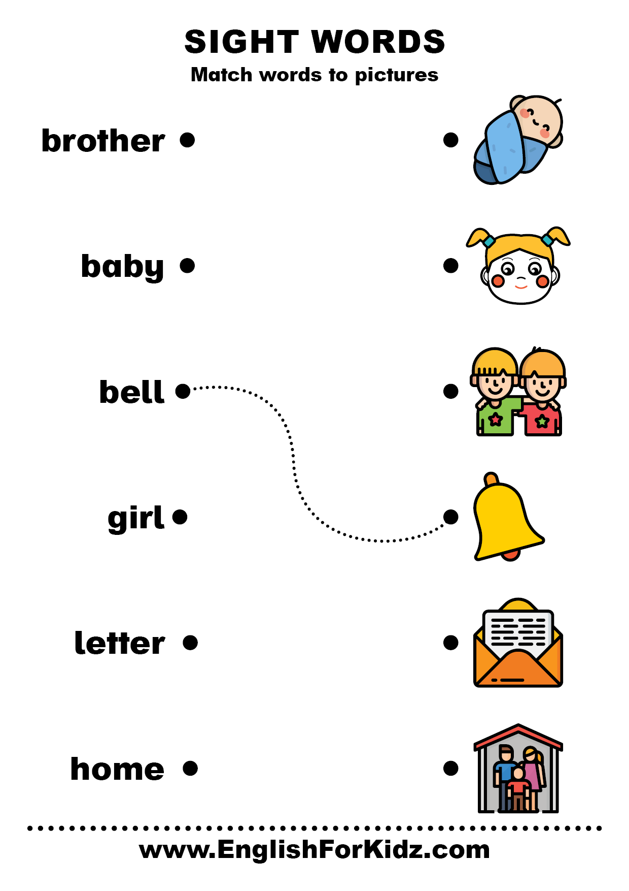 English for Kids Step by Step: Sight Words Worksheets