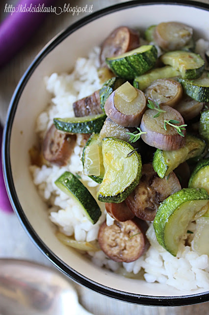 Riso con Melanzane e Zucchine al Timo