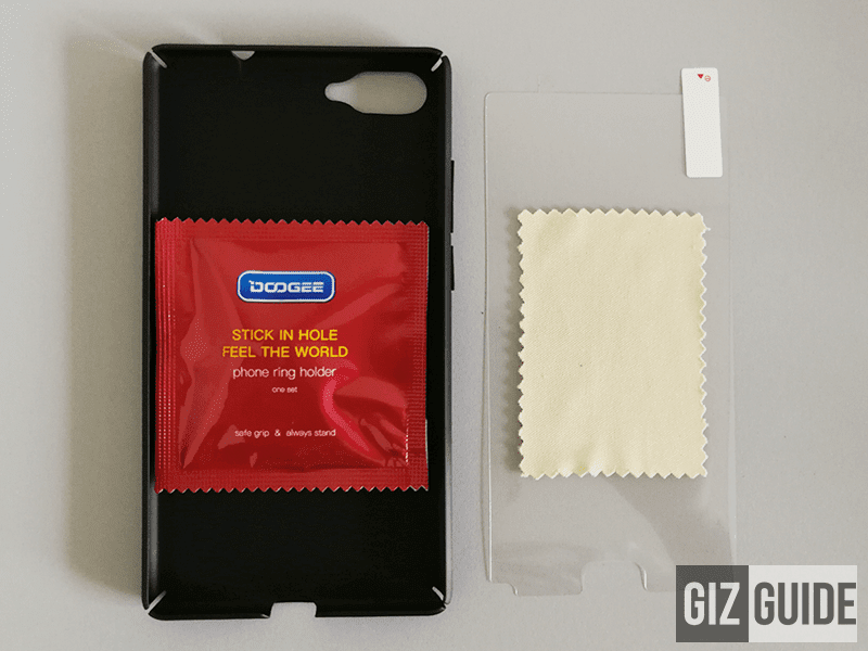 Case, phone ring holder, screen protector and cleaning cloth