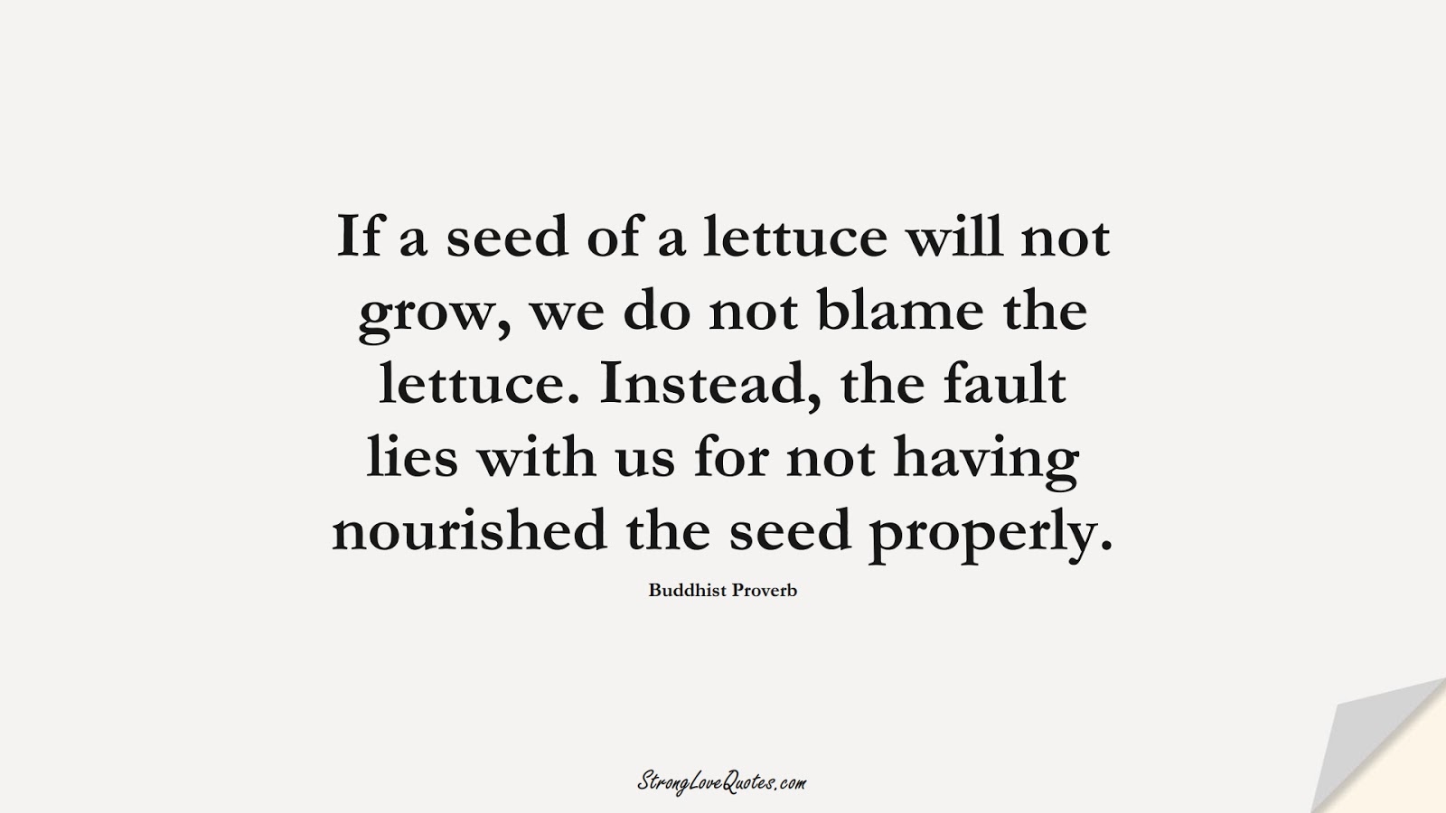 If a seed of a lettuce will not grow, we do not blame the lettuce. Instead, the fault lies with us for not having nourished the seed properly. (Buddhist Proverb);  #EducationQuotes
