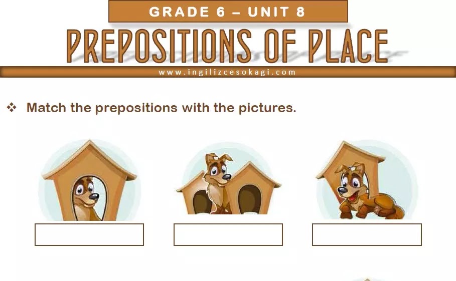 Prepositions of Place - İngilizce Yer Edatları (Kelime-Resim Eşleştirme