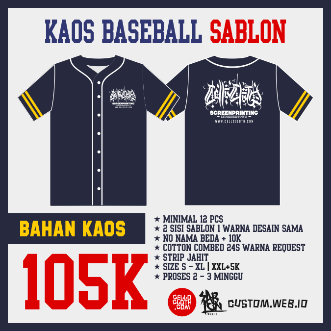 bahan baju baseball