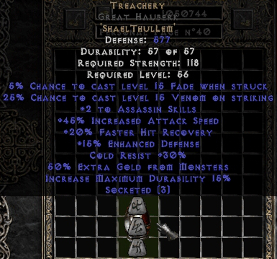 Best cRPGs TREACHERY RUNEWORD, Diablo 2 Resurrected, Perfect Superior