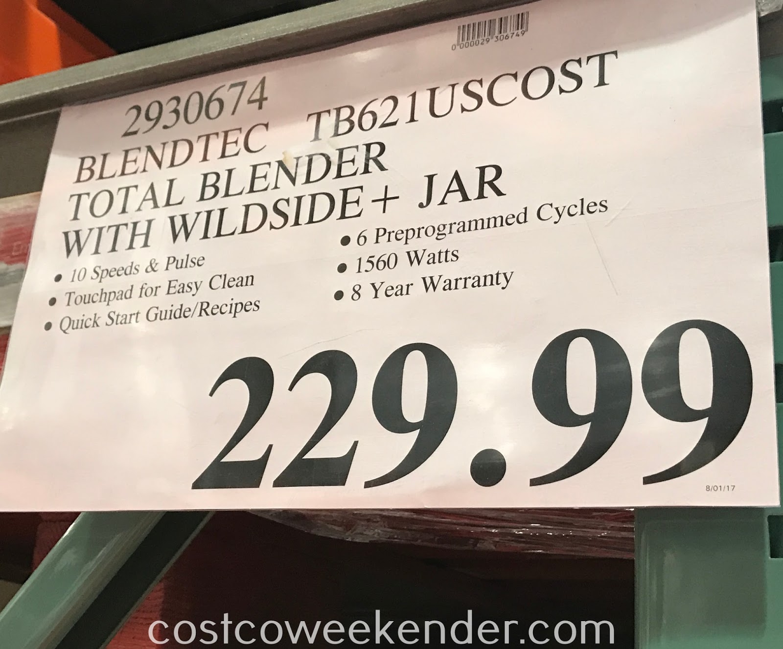 Blendtec Total Blender with Wildside+ Jar (TB621USCOST) Costco Weekender
