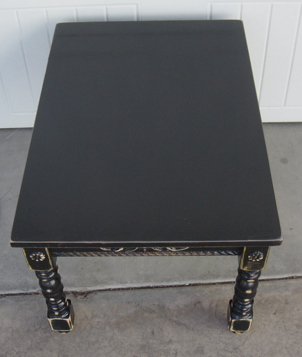 The Backyard Boutique by Five to Nine Furnishings: Black Distressed Night Stand with Applique
