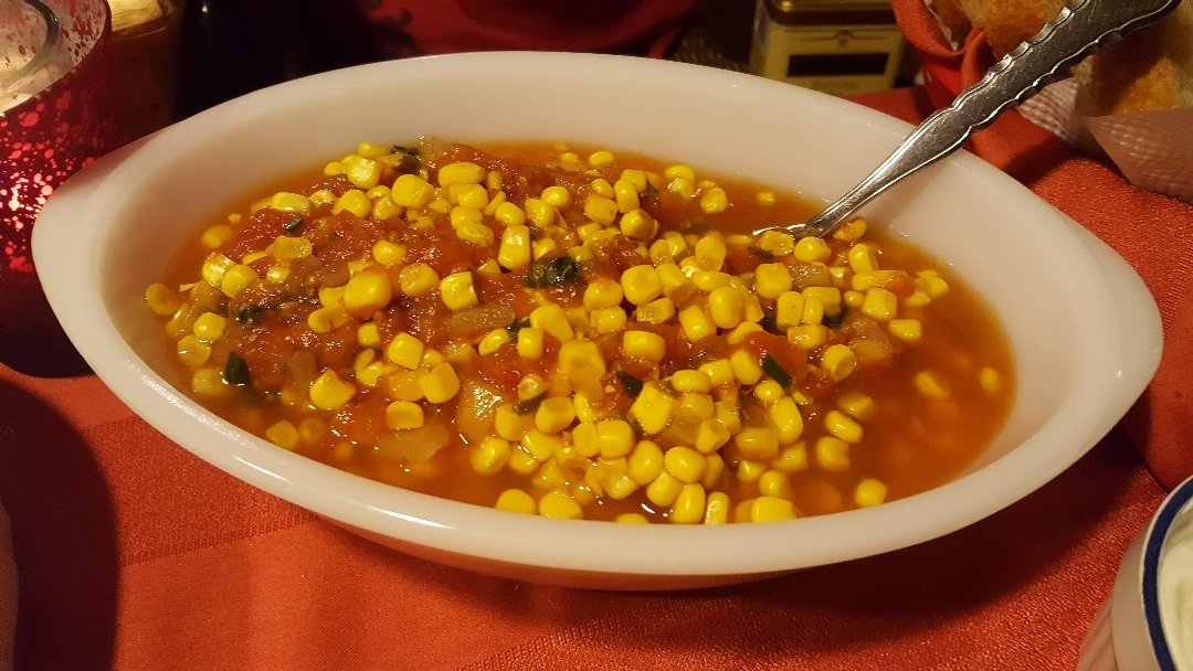 Rain's Kitchen and Garden! Corn Salsa with Goat Cheese