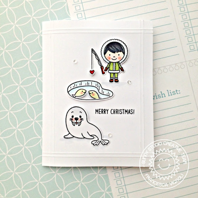 Sunny Studio Stamps: Eskimo Kisses Polar Playmates Interactive Arctic Christmas Card with Franci Vignoli