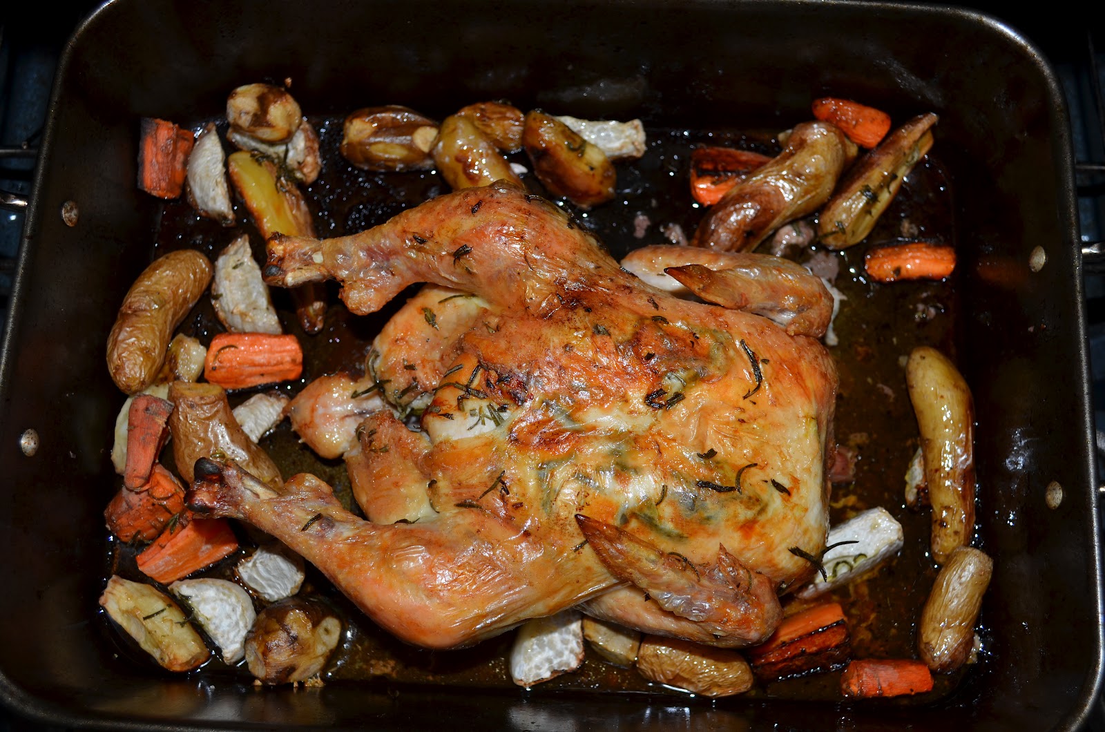 LaurenLivingLocally Roast Chicken with Jerusalem Artichokes (Sunchokes)
