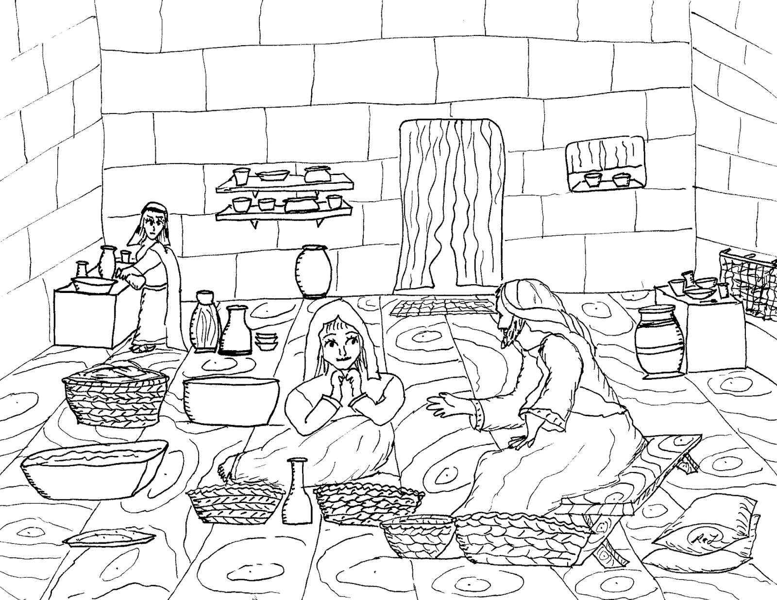 Robin's Great Coloring Pages: Jesus with Mary & Martha