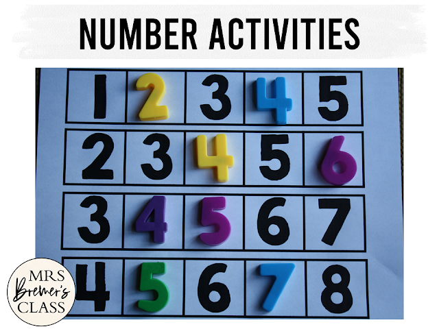 Math counting numbers and Alphabet phonics letter sounds learning activities for Kindergarten centers