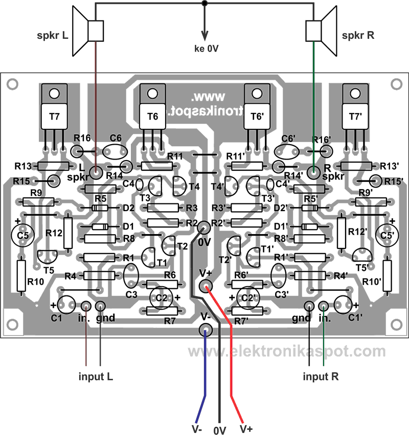 20W+20W Bootstrap OCL PowerAmplifier Elektronika Spot