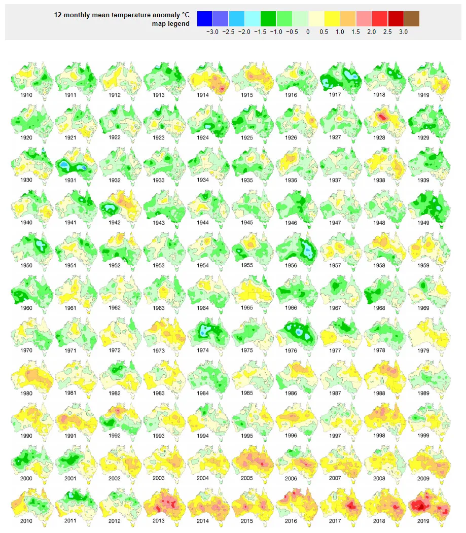 Australia warming maps