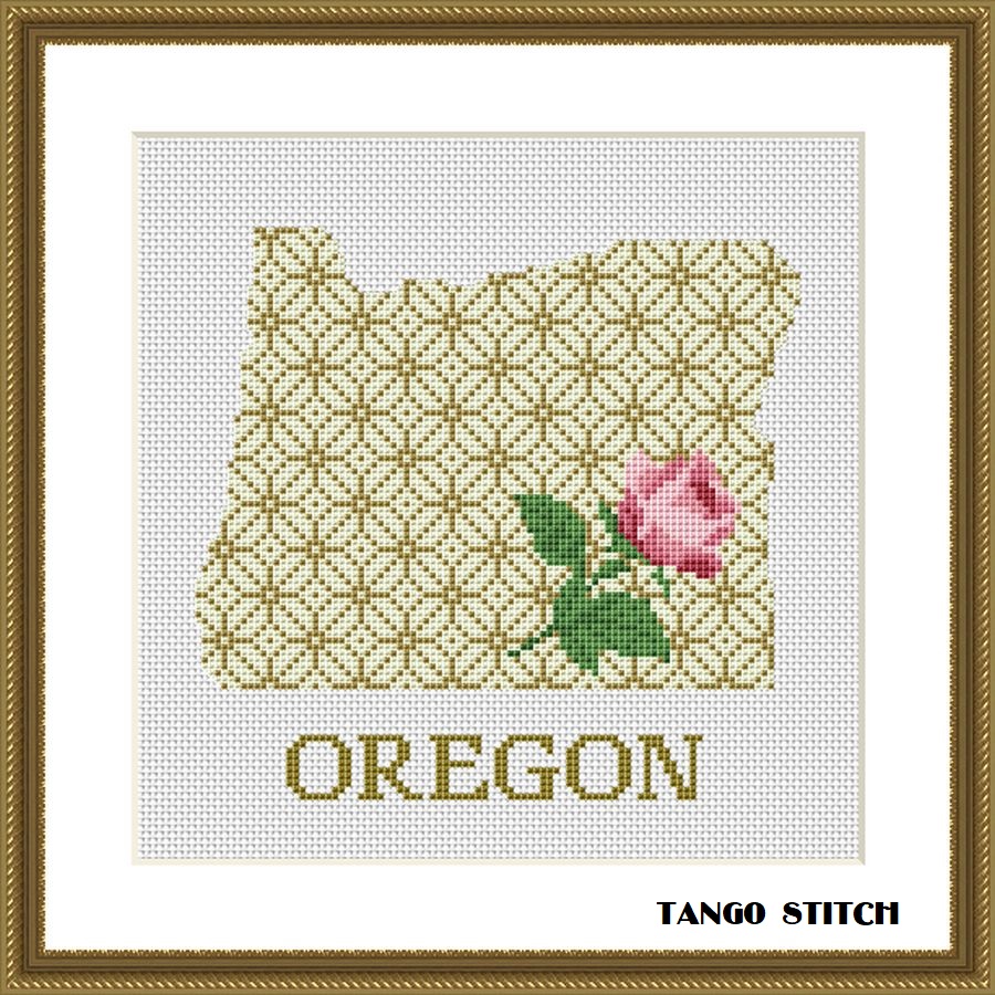Tango Stitch easy cross stitch designs Oregon state map cross stitch
