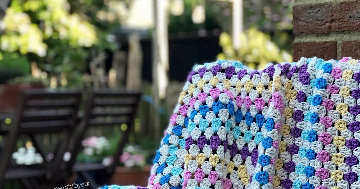 Aran cotton granny square blanket
