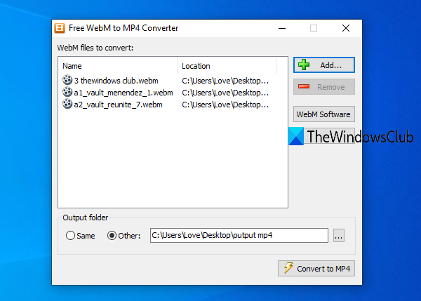 Convertidor gratuito de WebM a MP4