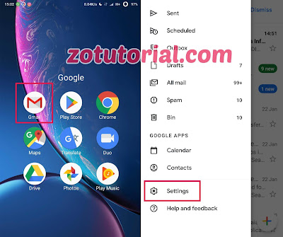 Menghapus Salah Satu Email dari list Gmail Melalui HP Android