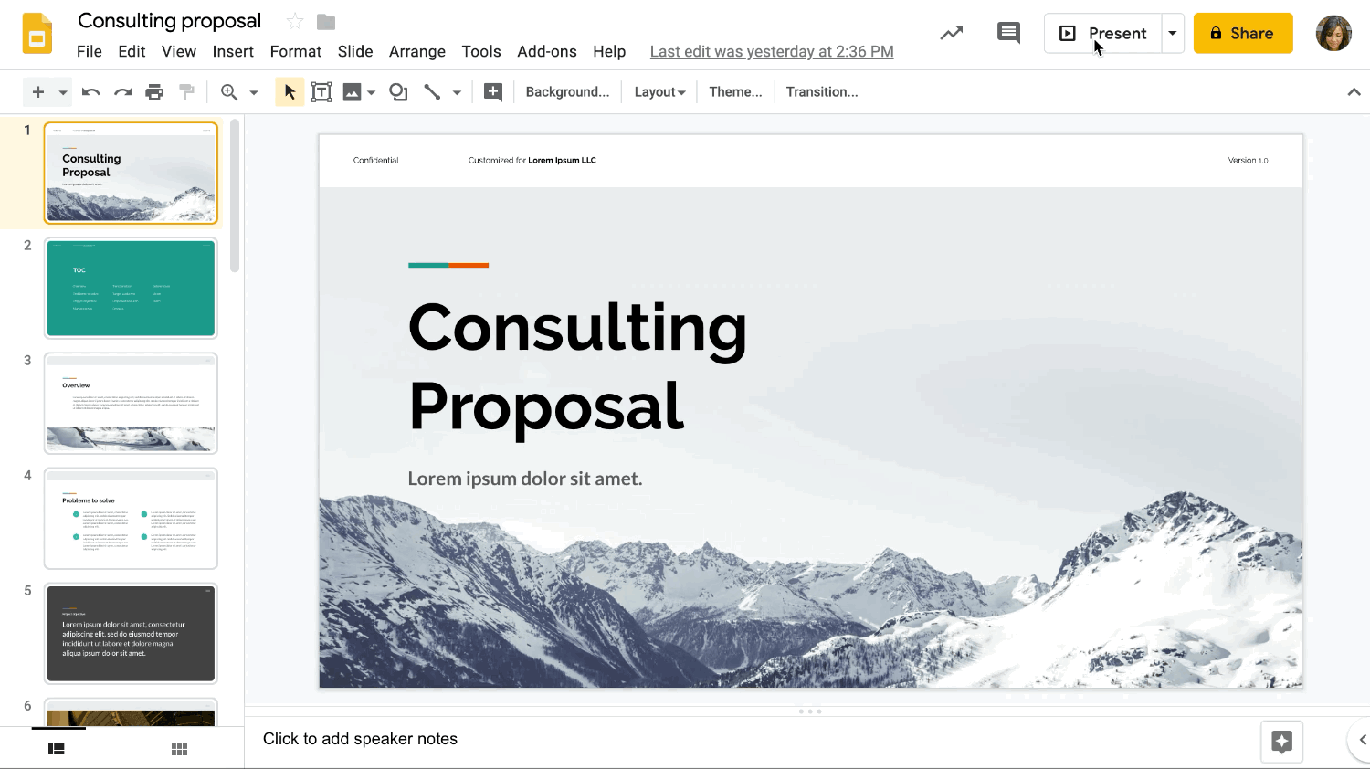 google slides in presentation mode