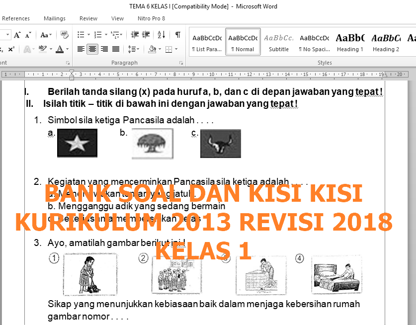 Soal Uh Ph K13 Kelas 1 Semester 1 Dan Kisi Kisi Guru Berbagi