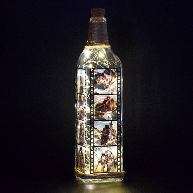 Peri led ışıklı şişe lamba