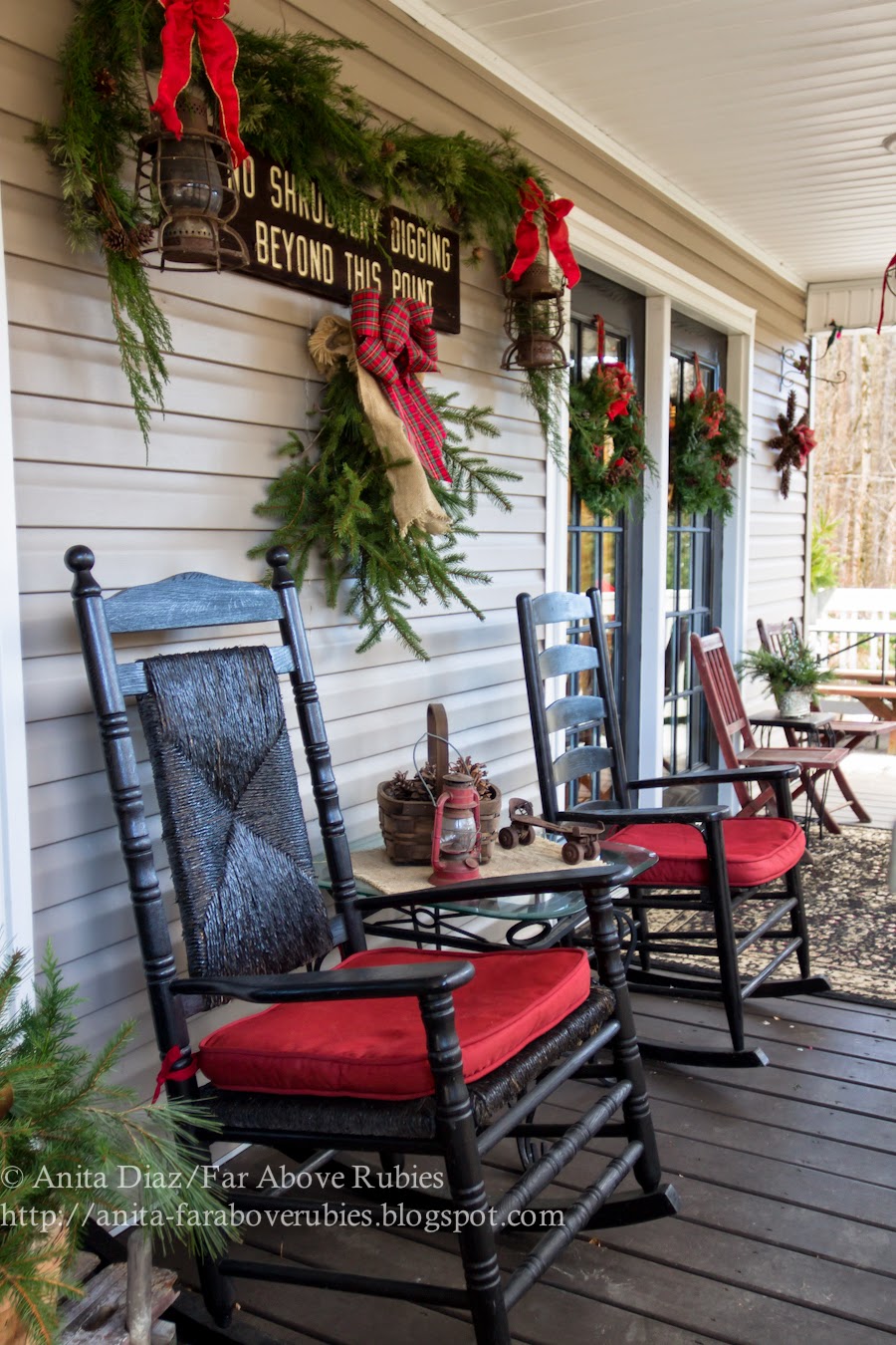 Country Christmas porch - Whispering Pines Homestead