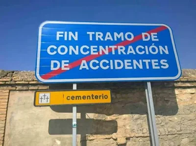 Señalización, camino rural, Ulldemó, fin tramo de concentración de accidentes, cementerio