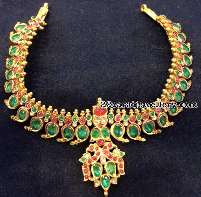 Mango Necklaces with Emeralds - Jewellery Designs