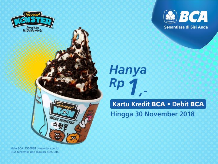 Bank BCA - Promo Cookie Mountain Ice Cream di  Sweet Monster Hanya Rp 1