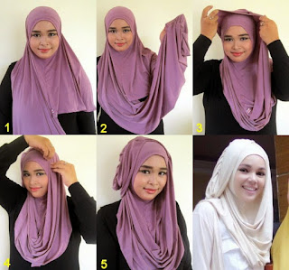 Gambar Tutorial Memakai Hijab Syari Dewi Sandra Gaya Jilbab Terbaru 