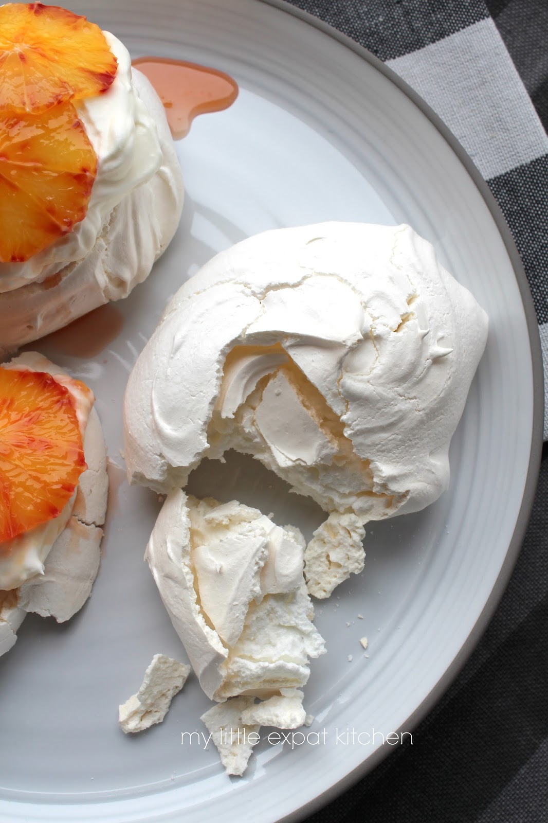 My Little Expat Kitchen Chewy meringues w/ Greek yoghurt, blood