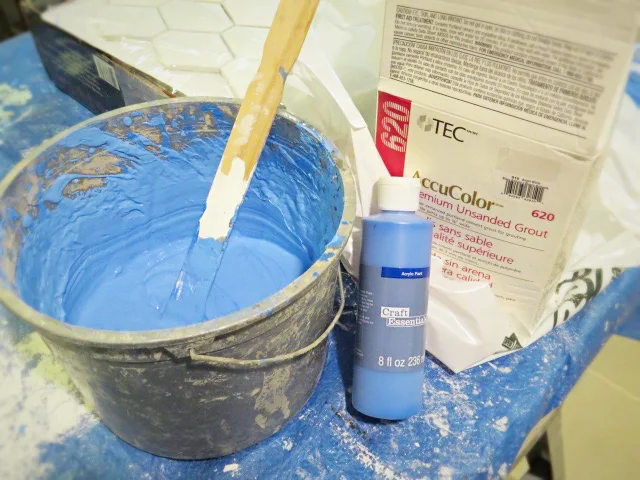 mixing grout and acrylic paint for backsplash tile