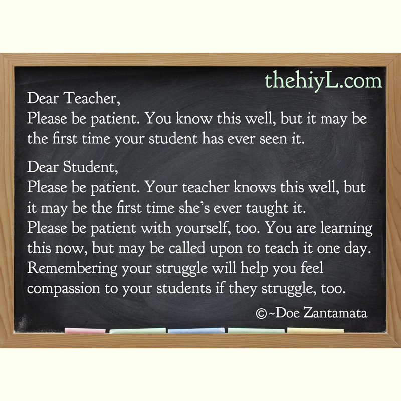Dear Teacher, Dear Student...