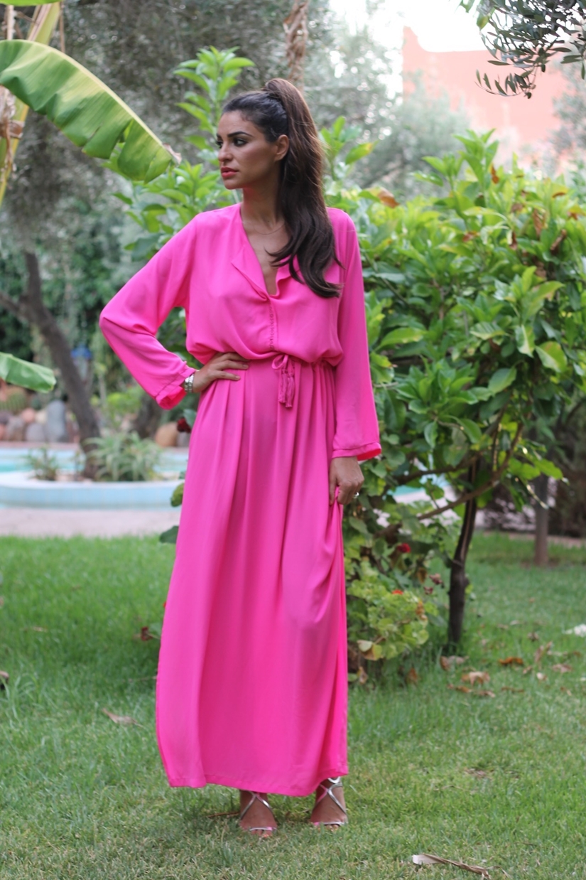 Farabian: Maxi Vestido Rosa Neon