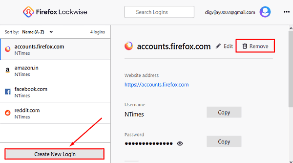 Contraseñas guardadas en Firefox