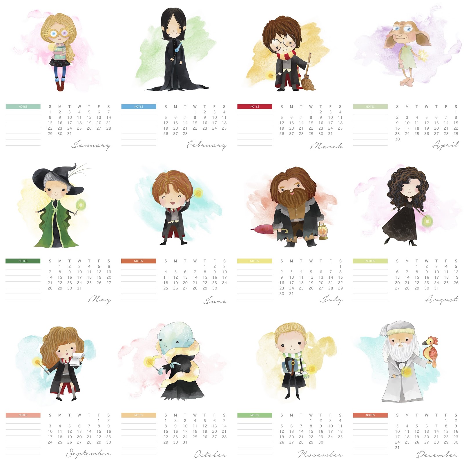 Free Printable 2017 Harry Potter Calendar. Oh My Fiesta! for Geeks